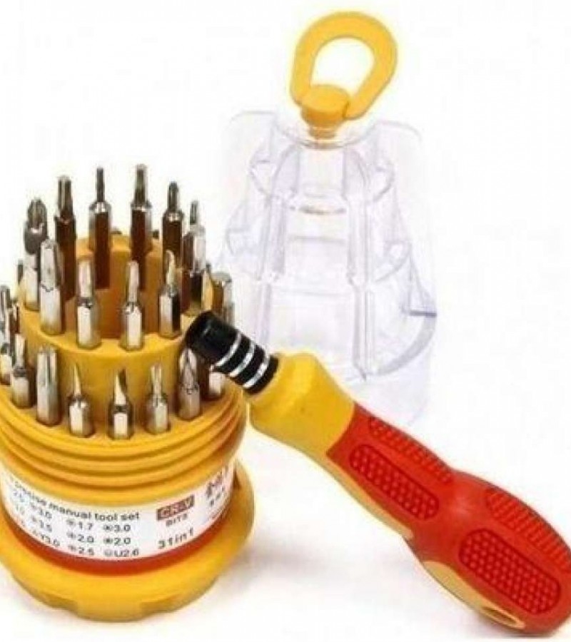 31 In 1 - Universal Magnetic Screw Driver Kit - Yellow & Red