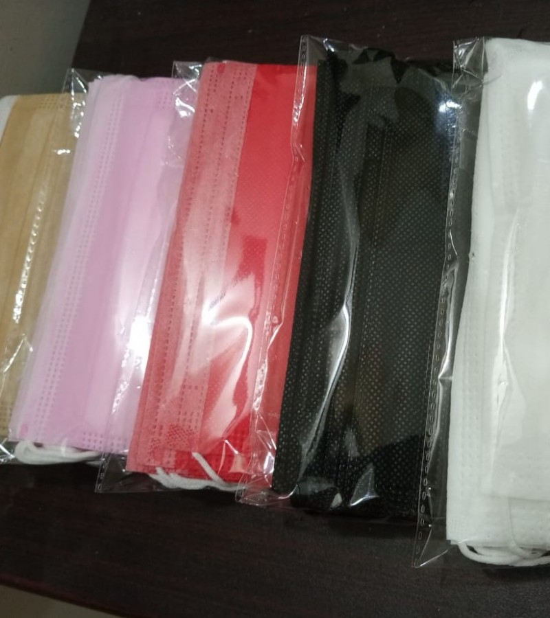 50 PCS Of Disposable Personal Face Masks 5 multi-colors (Black/White/Brown/Red/Pink) for Men Women