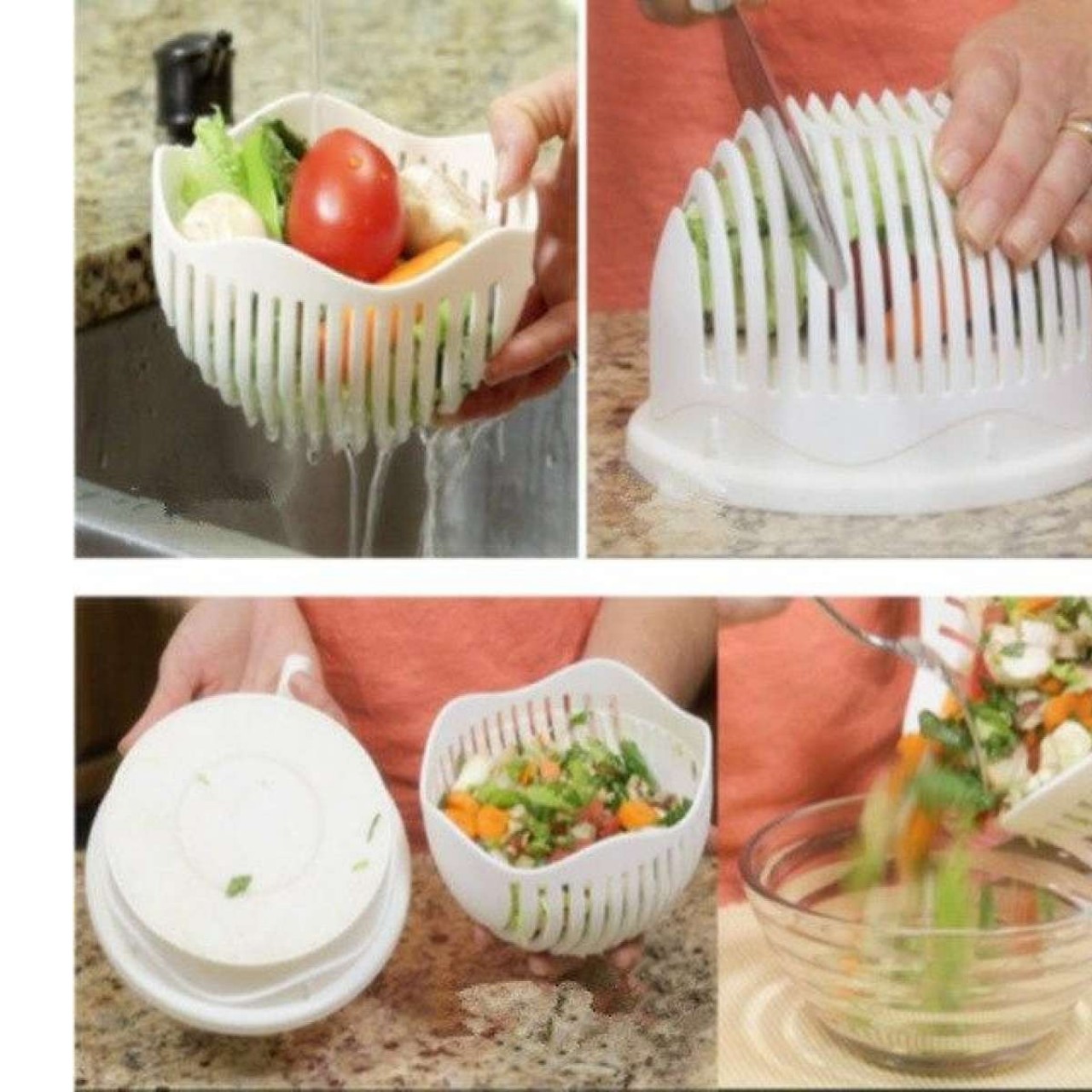 60 Second Salad Cutter Bowl Easy Salad Fruit Vegetable Washer And Cutter