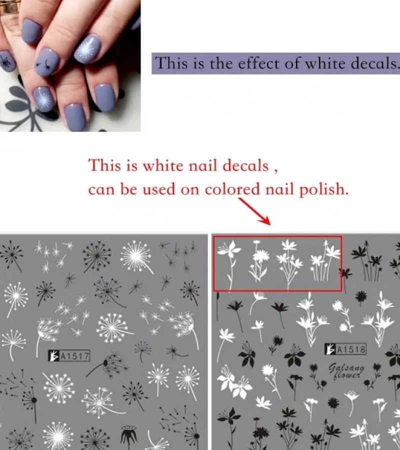 6pcs Water Nail Decal Manicure Nail Art Watermark