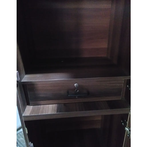Single Door Railing Wardrobe - Removable Shelves - Brown