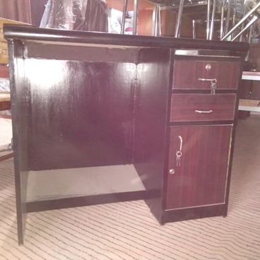 Wooden Office Table - 2 drawers - One Box Shaped Locker