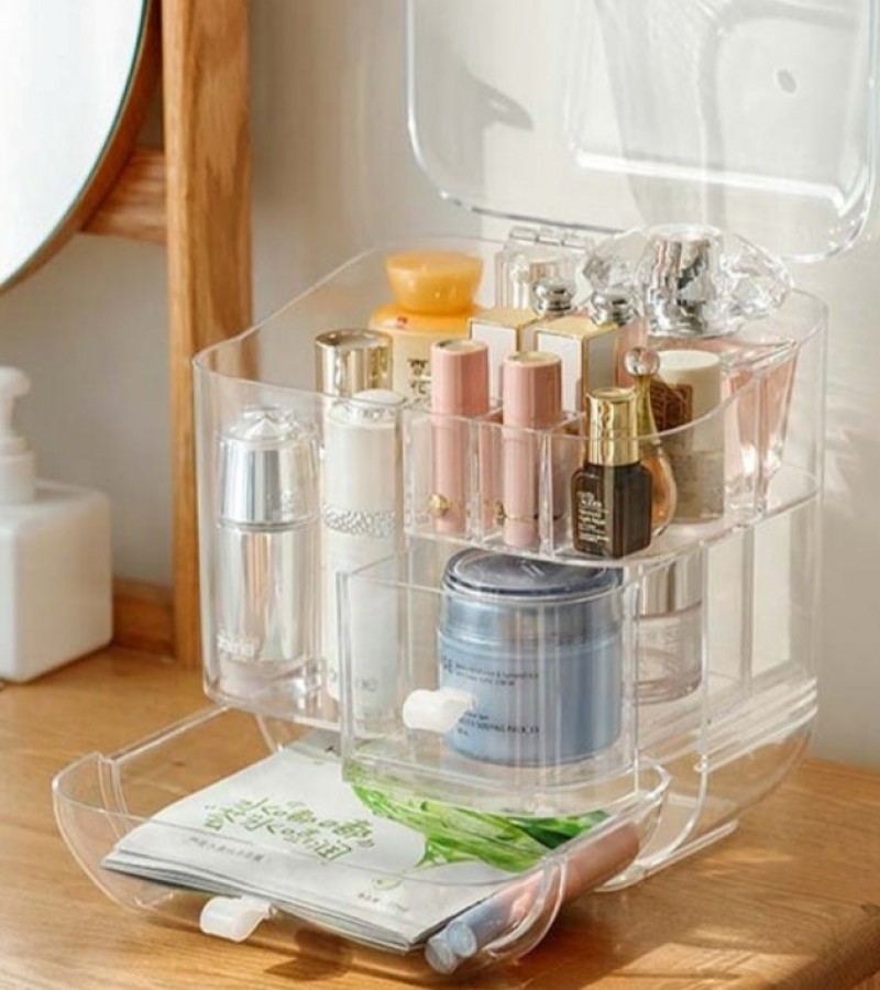 Acrylic Transparent Cosmetics Makeup Jewelry Storage Organizer Full Open Design