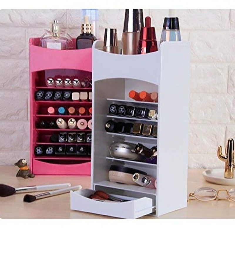 Adjustable Cosmetic Storage and Organizer for Nail Polish Lipstick Brushes with Multi Layer Rack