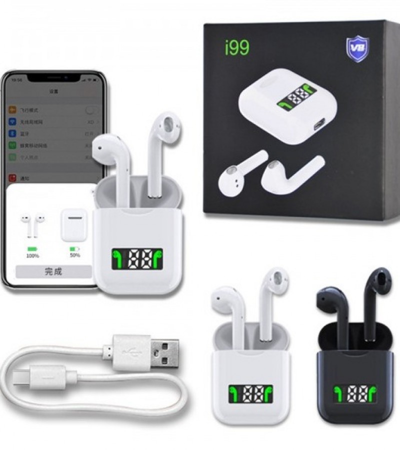 Airpods i99 High Quality Wireless Air Pods with Sensor Controls & Percentage Display