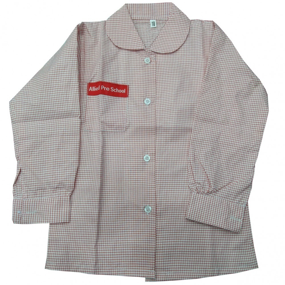 Allied School Uniform Check Blouse Shirt For Girls - Red