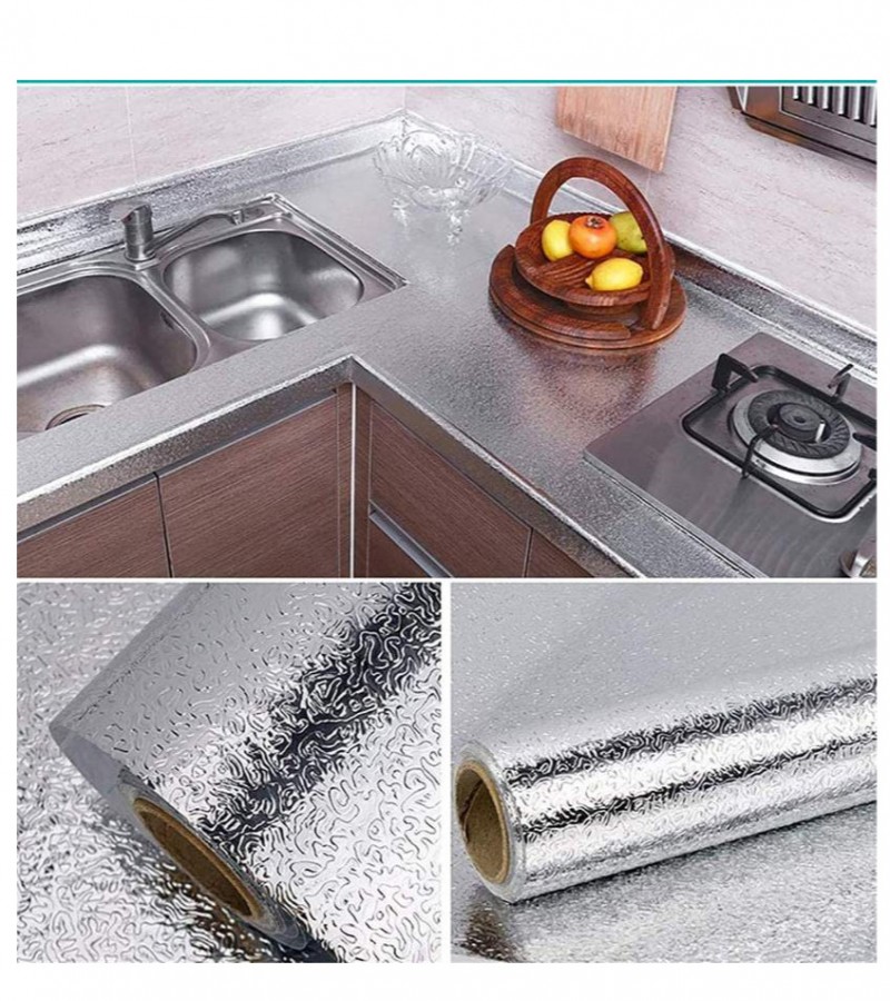 Aluminum foil sticker for kitchen cabinet wallpaper oil proof waterproof
