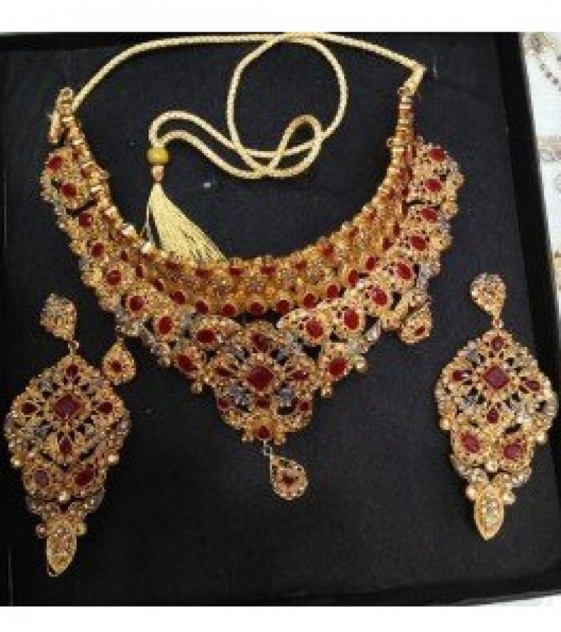 Amazing Red Beads Necklace & Earrings Jewelry Set For Women - Casting Material