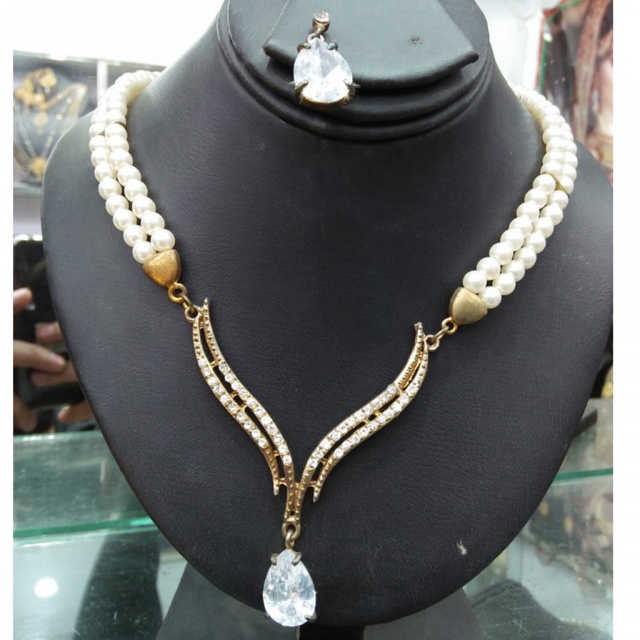 Amazing White Beads Pendent & Earrings Jewelry Set For Women - Thai Material