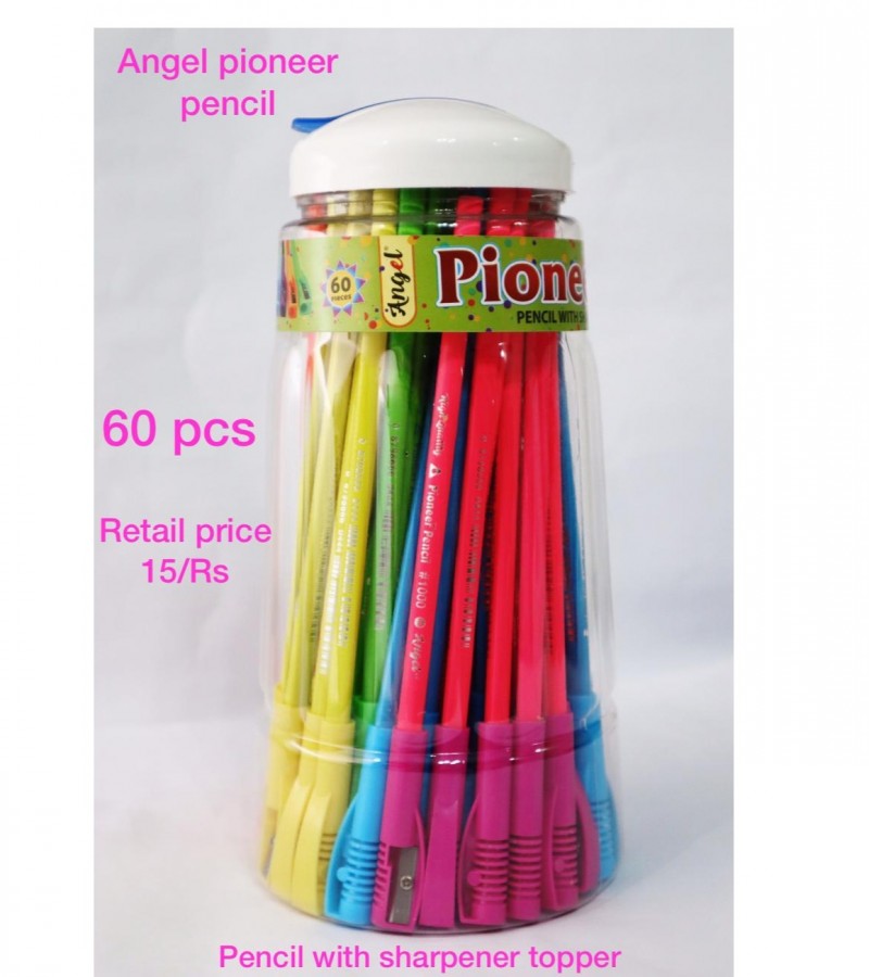 Angel Pioneer Pencil With Sharperner Tail - Jar of 60 Pencils