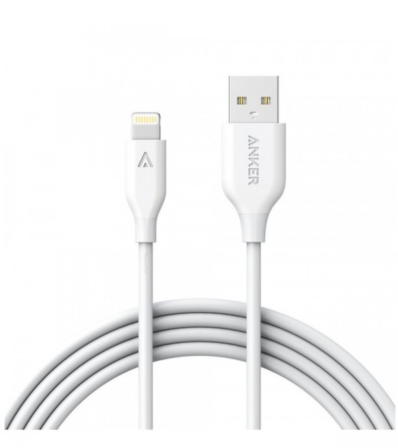 Anker A8112 PowerLine Lightning 6 Ft Fast Charging Iphone USB Data Cable - White