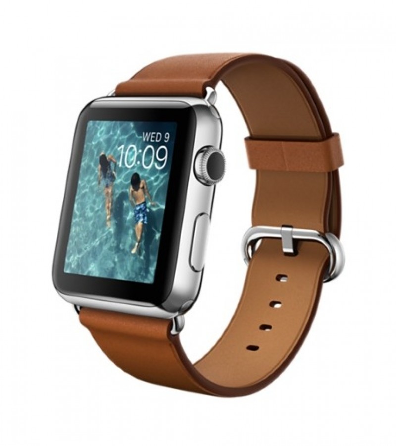 Apple Watch 42mm Stainless Steel Case Saddle Brown Classic Buckle SmartWatch