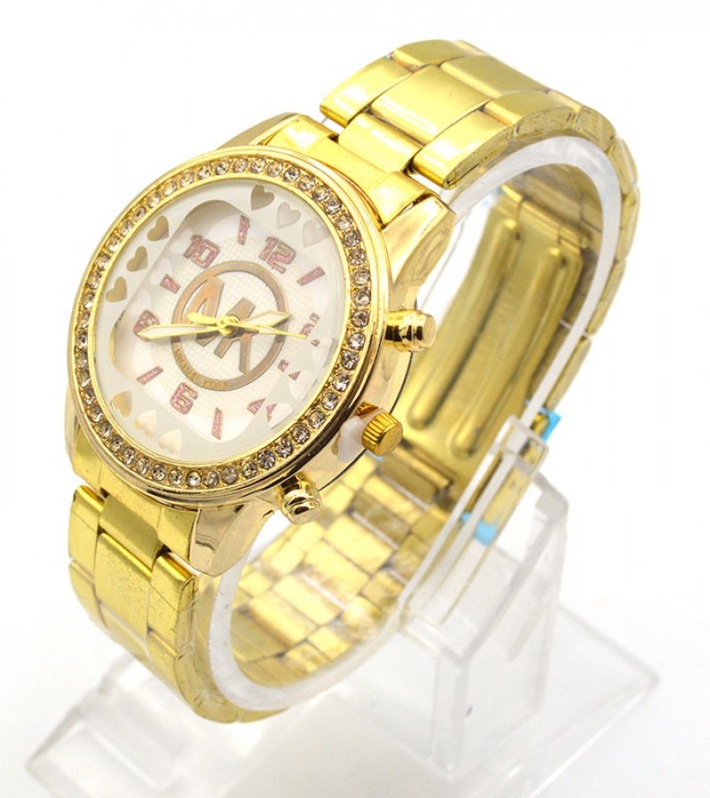 Attractive  Golden Dial Watch For Girls