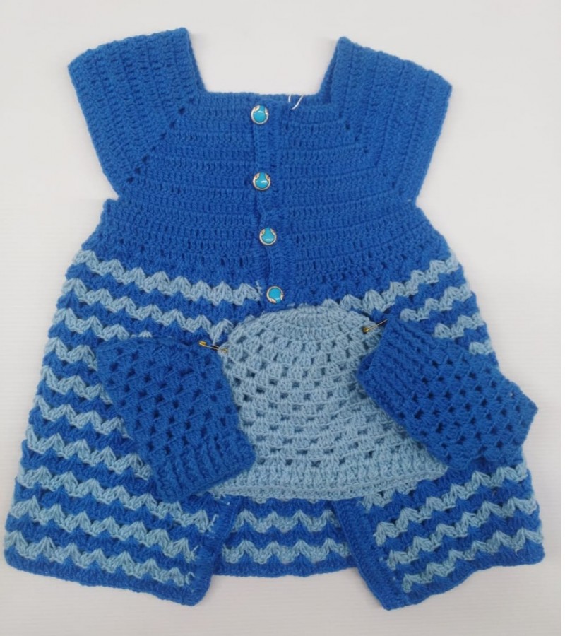 Baby Frock with cap and hand gloves