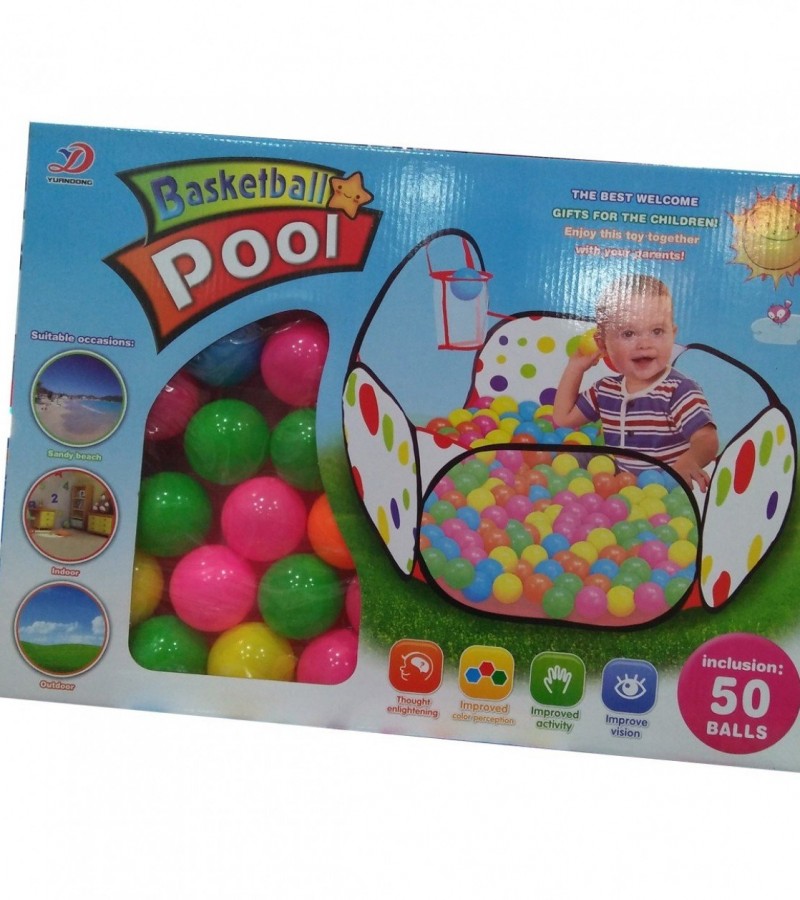 Basket Ball Pool For Kids - Multiple Colors - 50 Balls