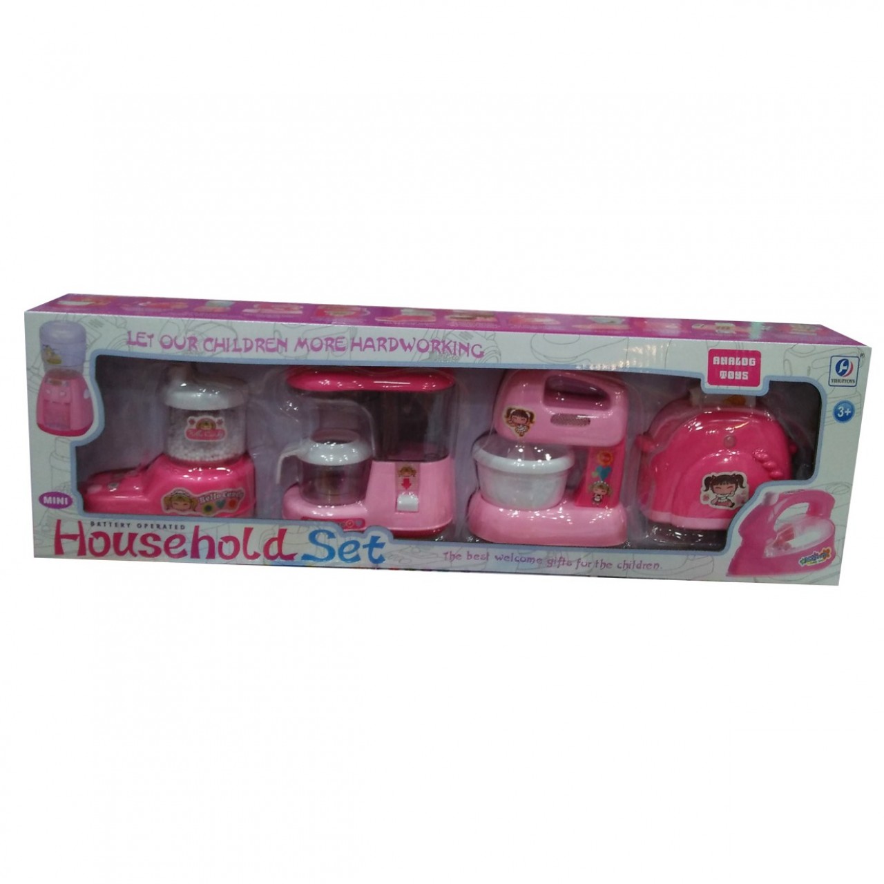 Battery Operated Household Set For Little Girls - Pink -