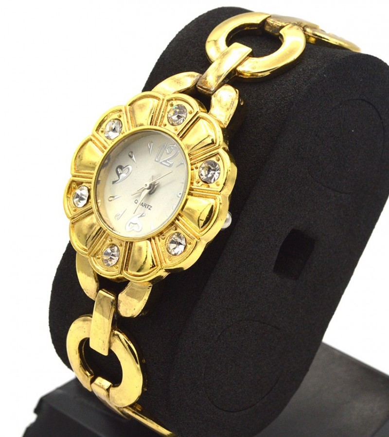 Beautiful Golden Dial Watch For Girls