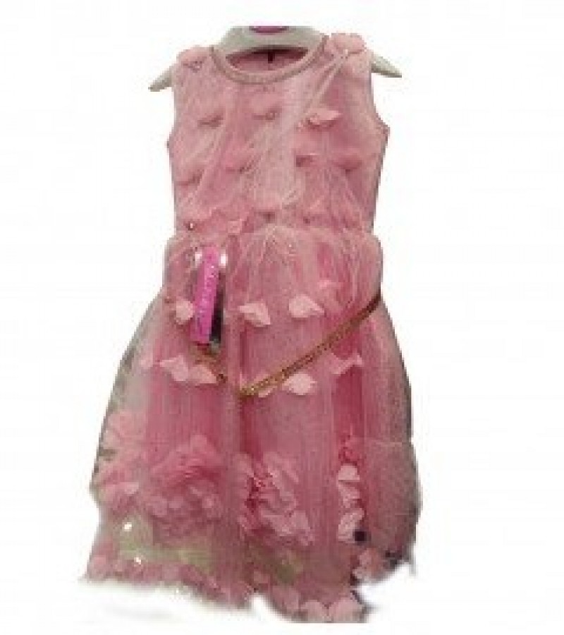 Beautiful Pink Frock With Inner Tights For Little Girls - 4 To 7 Years