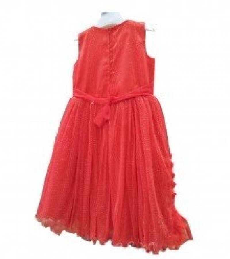 Beautiful Red Frock With Inner Tights For Little Girls - 4 To 7 Years