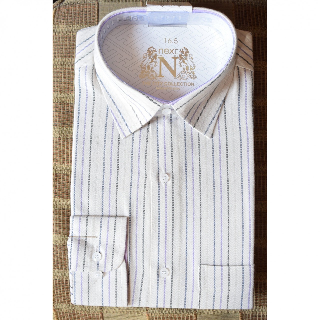 Multi-lining Soft Cotton Formal Shirt For Men - Beige