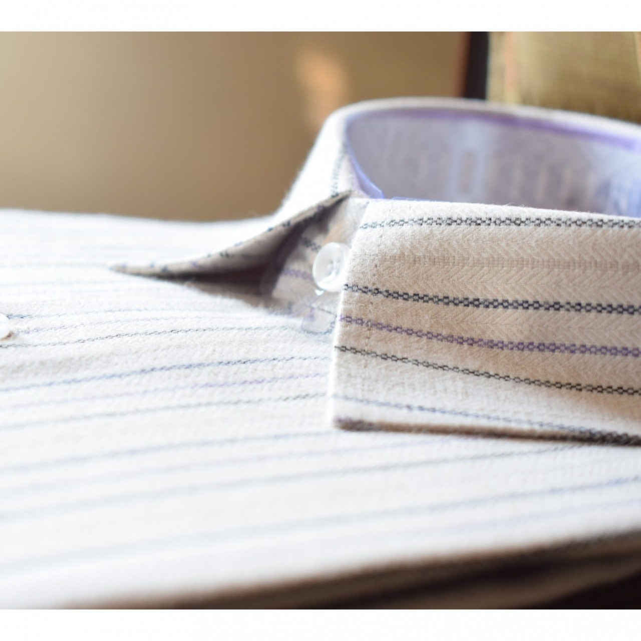 Multi-lining Soft Cotton Formal Shirt For Men - Beige