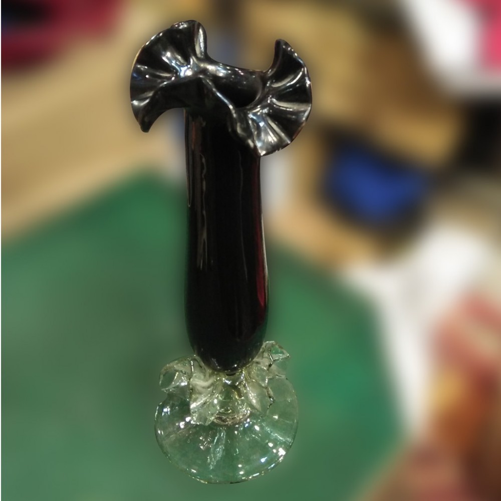Black Glass Decorative Candle Holder For Home & Office Decoration