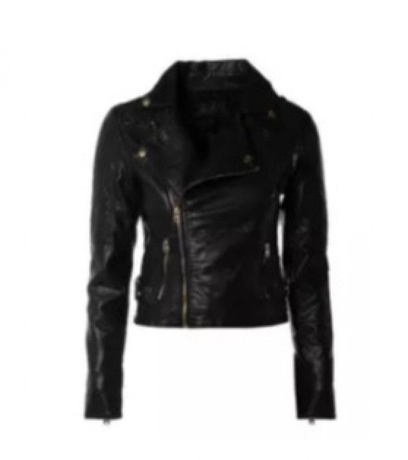 Black Ladies Leather Jacket For Women