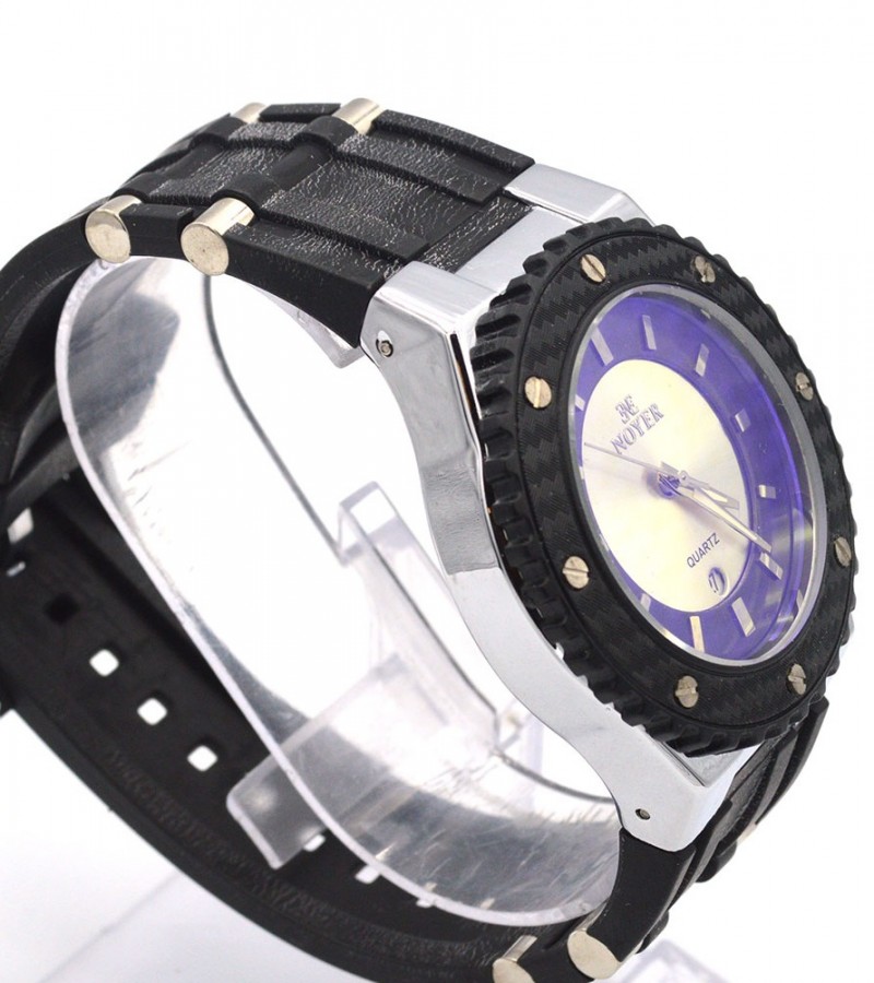 Black With Silver Dial Quartz Watch For Women