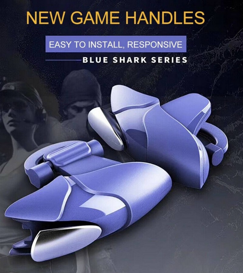 Blue metal Shark PUBG Game Controller L1 R1 Metal Trigger Free Sh00ting Gamepad