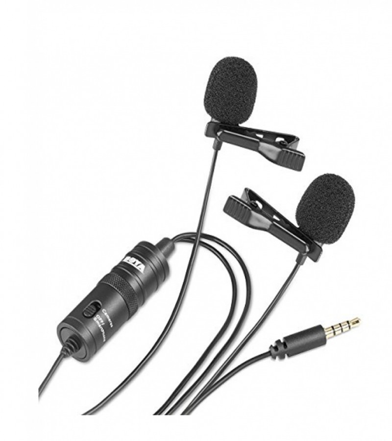 Boya BY-M1DM Dual Lavalier Universal Omni-Directional Microphone - Black