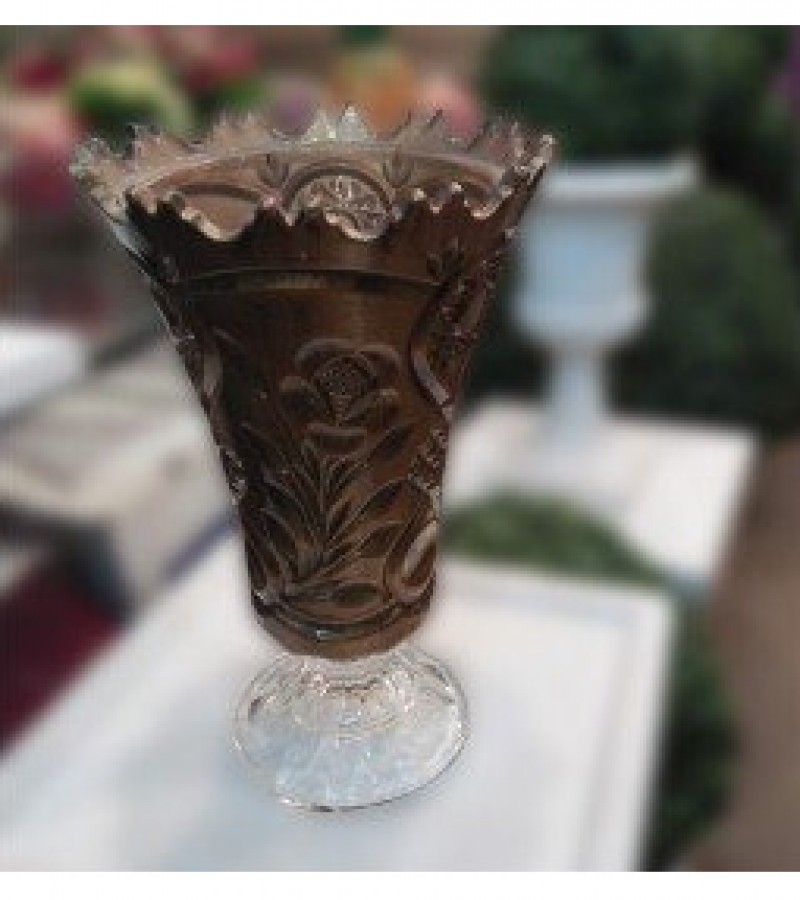 Brown Glass Vase Guldaan For Home & Office Decoration