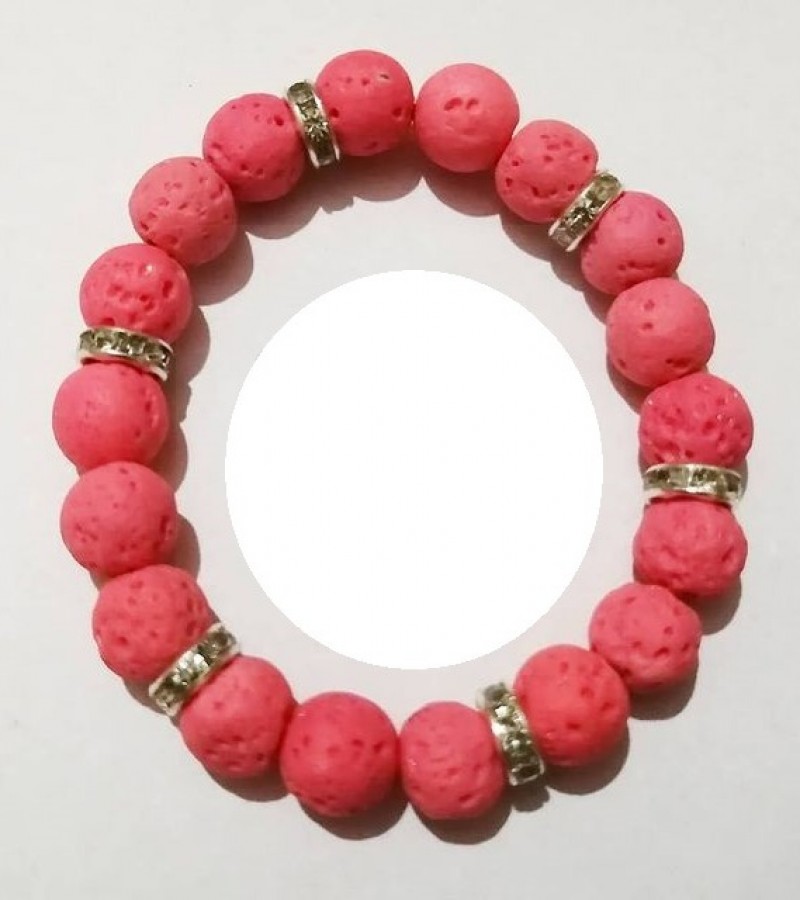 Carrot Pink Lava/Volcanic Beads Bracelet