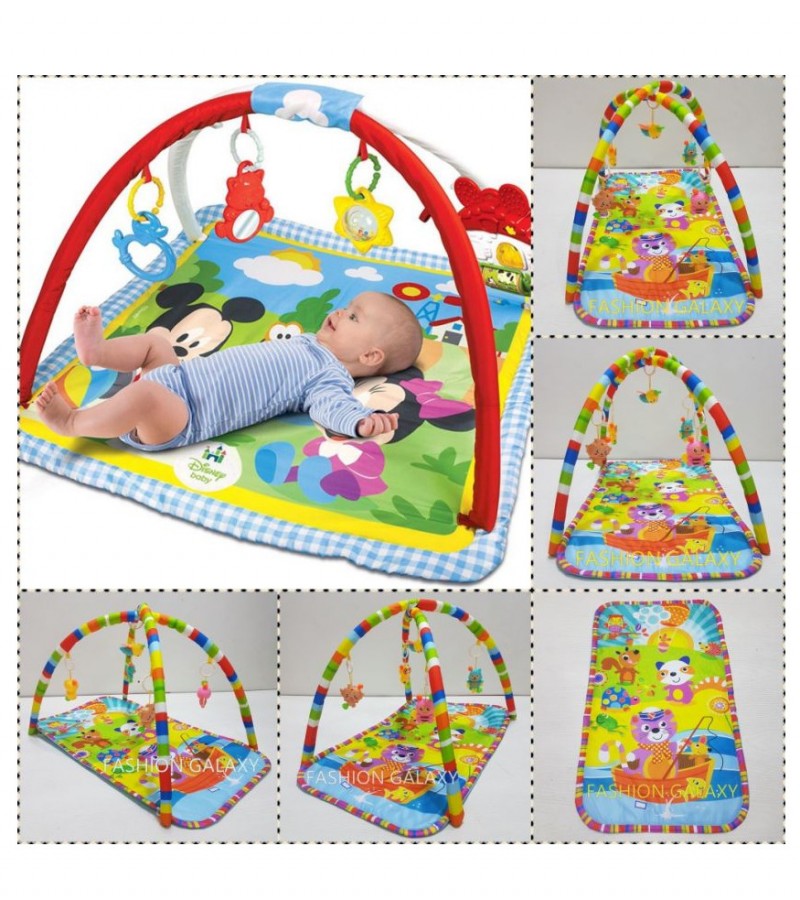 CARTOON Printed Baby Play Gym/Mat With Hanging Toys Bar In MULTI-Color