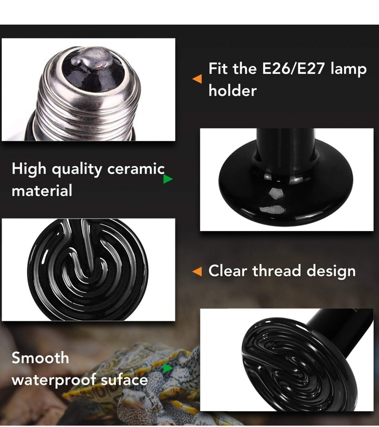 Ceramic Emitter Heating Lamp For pet Birds and Reptile | E27 Heating Lamp 100w