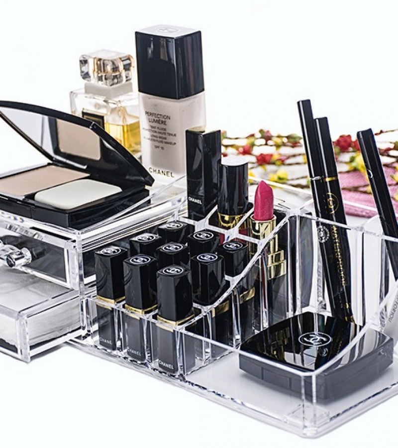 Clear Acrylic Cosmetic Organizer Makeup Drawer Organizer Lipstick Liner Brush Lip Gloss Holder
