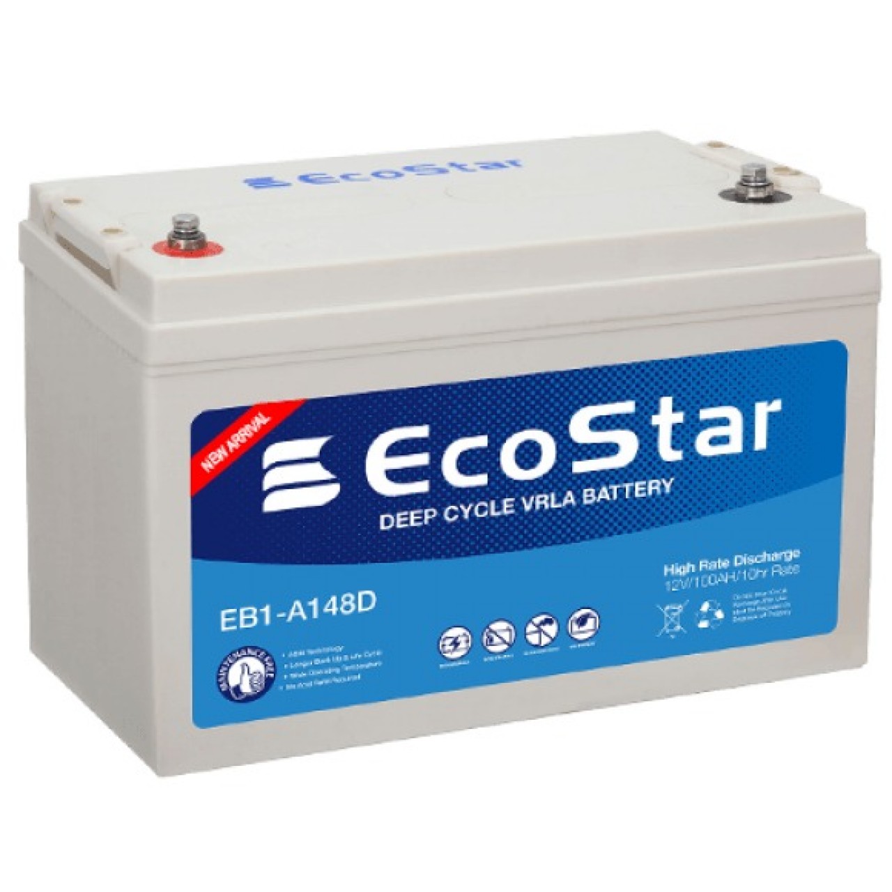 EcoStar Battery EB1-A148D – 100 Amp - Deep Cycle - Easy Installation