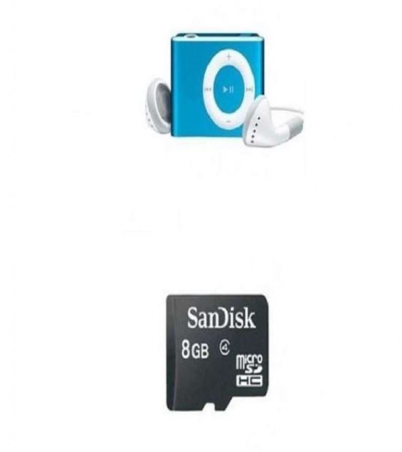 Combo of 2 - Mini Shuffle Mp3 Player & 8 GB Memory Card -