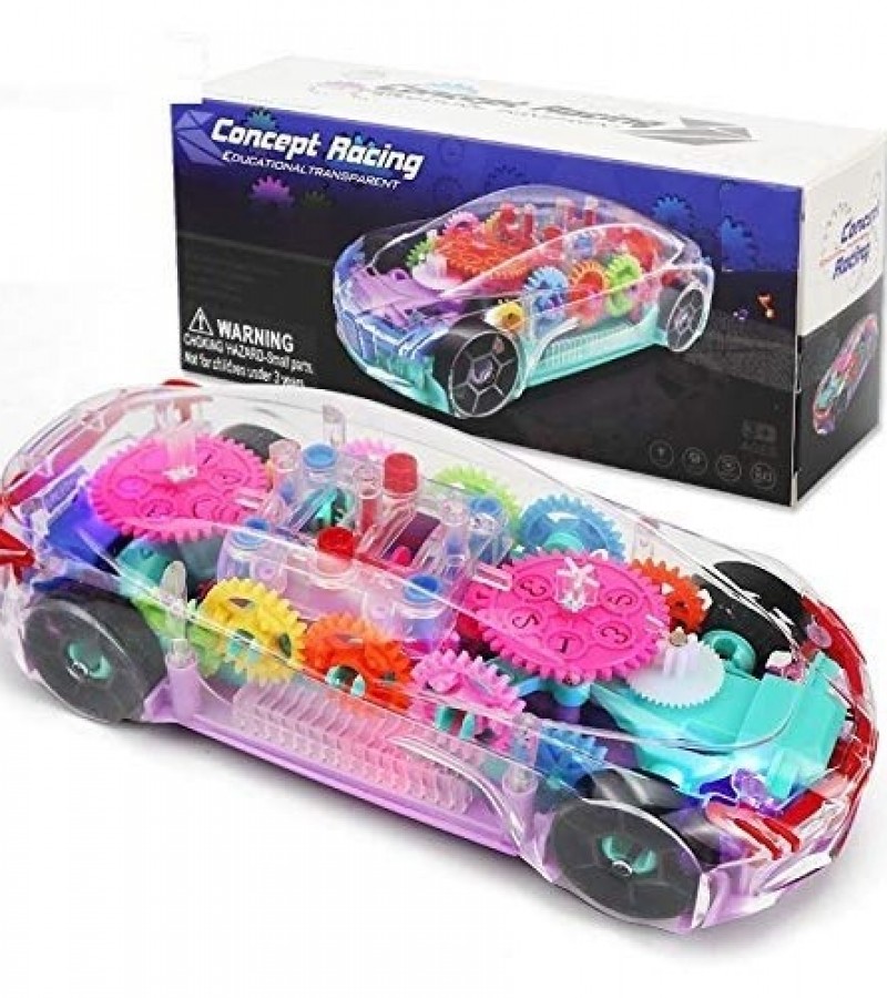 Concept Musical, Racing & 3D Lights Transparent Toy Car- (For 2-5 Year Kids)