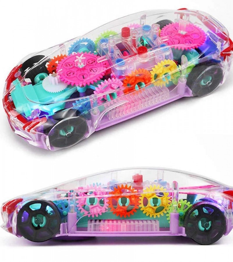 Concept Musical, Racing & 3D Lights Transparent Toy Car- (For 2-5 Year Kids)