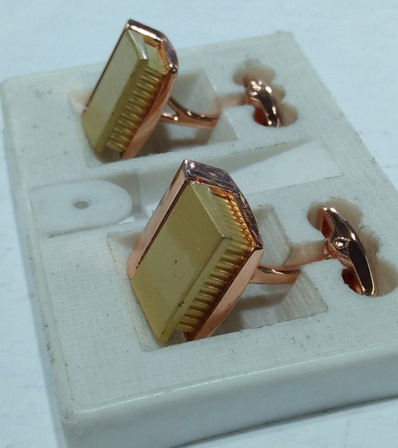 Copper & Golden Square Shaped Cufflinks Stud Set For Men