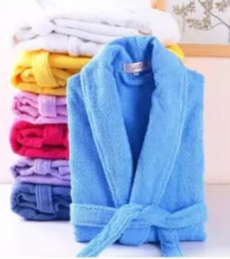 Cotton Terry Bath Robe FOR MEN AND WOMEN- FREE SIZE - Random Colored