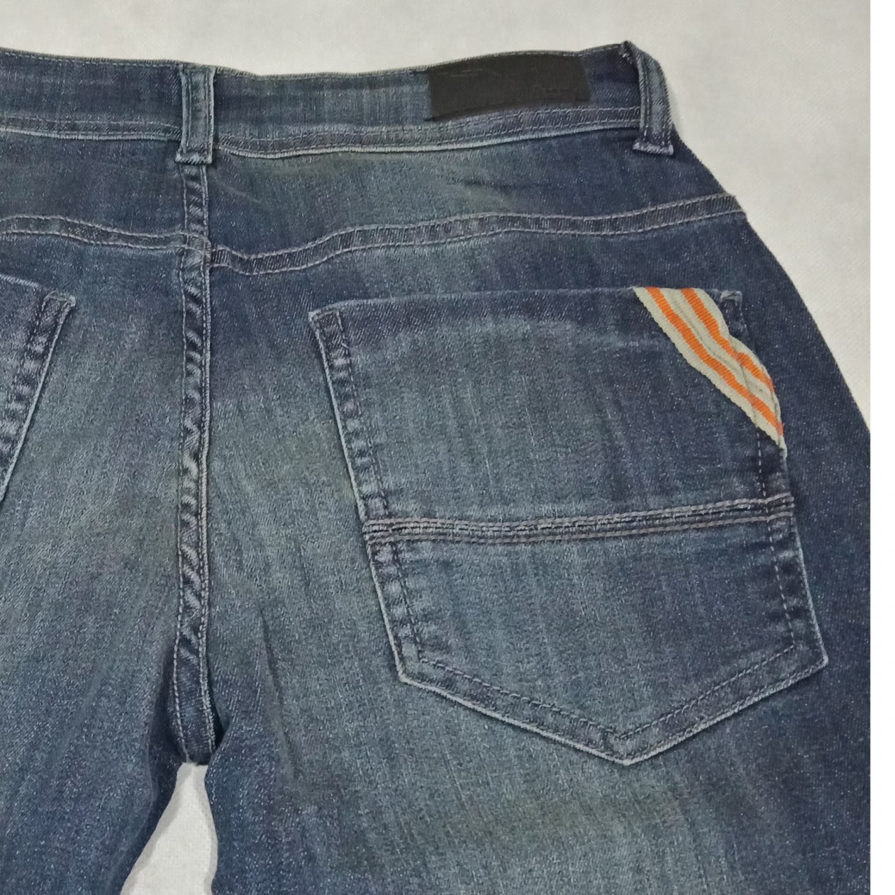 Faded Wash Slub Denim Jeans For Men - Dark Blue
