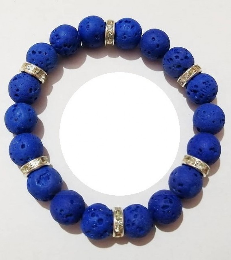 Dark Blue Lava/Volcanic Beads Bracelet