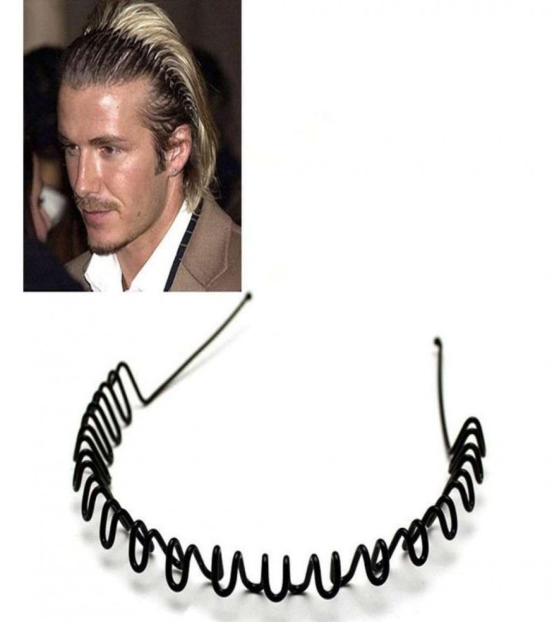 David Beckham Style Black Metal Headbands Wave Hairband For Men