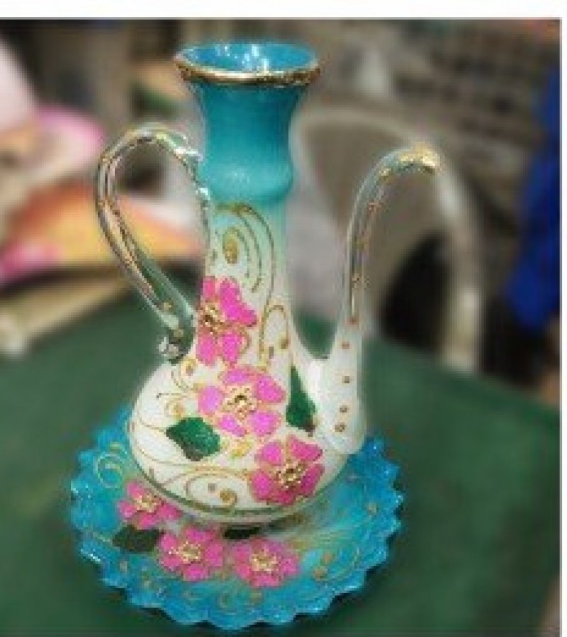 Decorative Fancy Glass Jug With Plate For Home Decoration