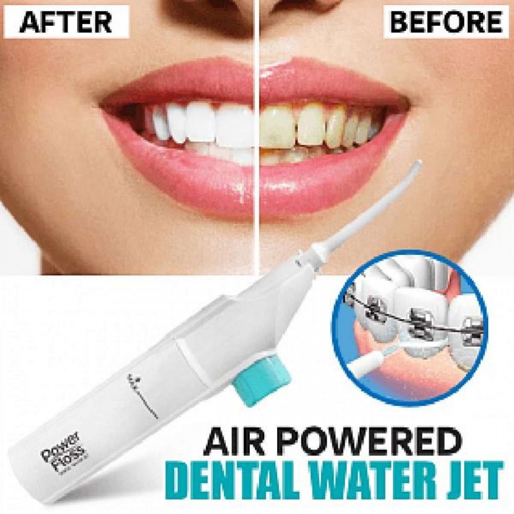Dental Care Water Jet Teeth Power Floss Oral Irrigator Air Powered Flosser Teeth Clean in Pakistan