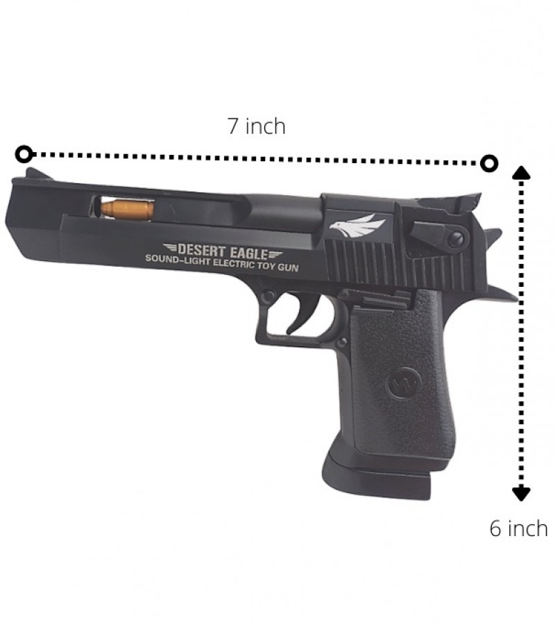 Desert Eagle Picture Projection - Sound and Music Toy_Gun For Kids - Black