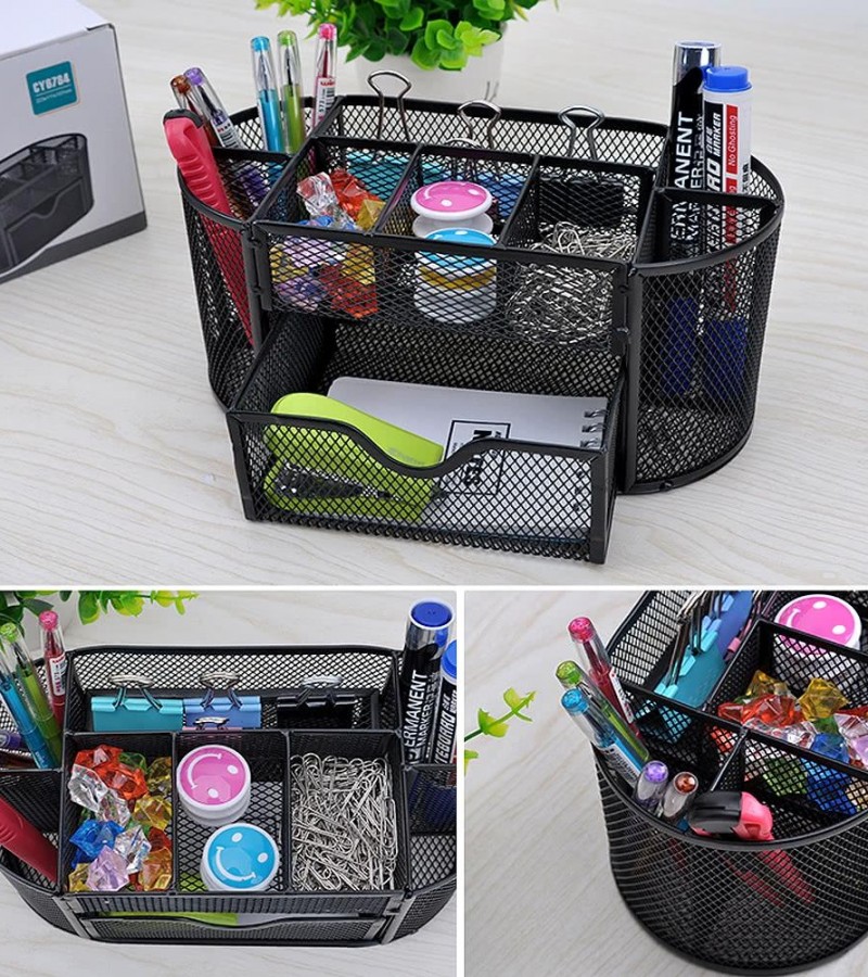 Desktop Pen Pencil Storage Holder Stand Desk Organizer Stationery Office Accessories - Multicolor