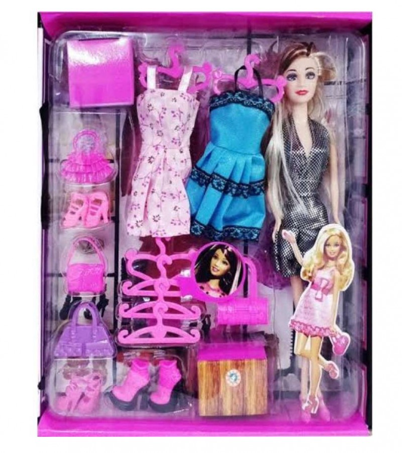 Doll Wardrobe Set Beautiful Girl Fashion Doll Set For Girls - Sale price -  Buy online in Pakistan 
