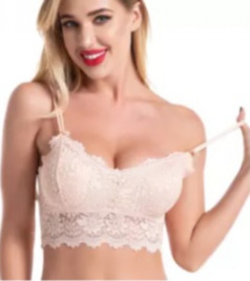 Double Strap Lace Net Bra with removable soft padded for